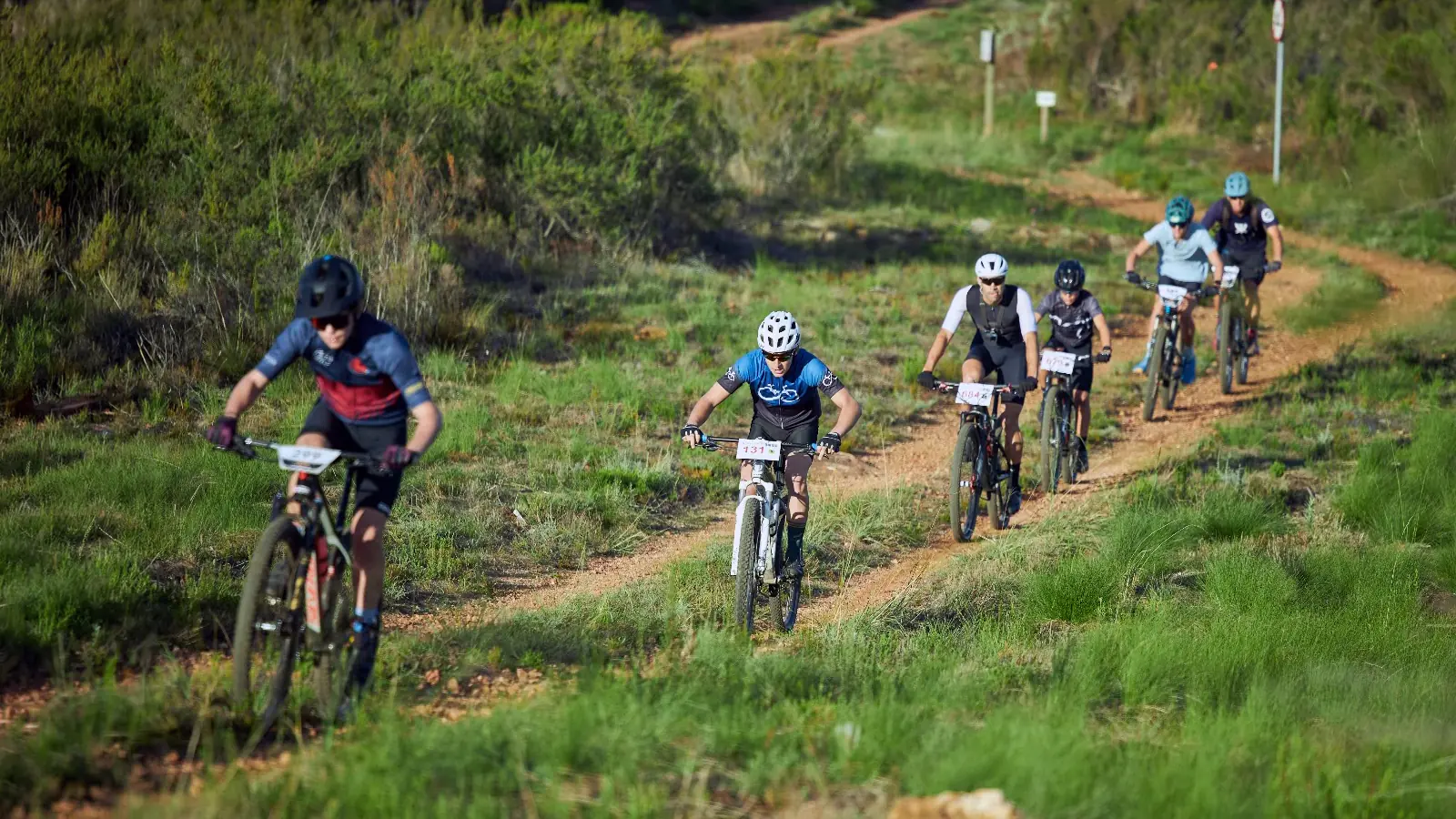 Mountain bike stage race riders on Western Cape trails